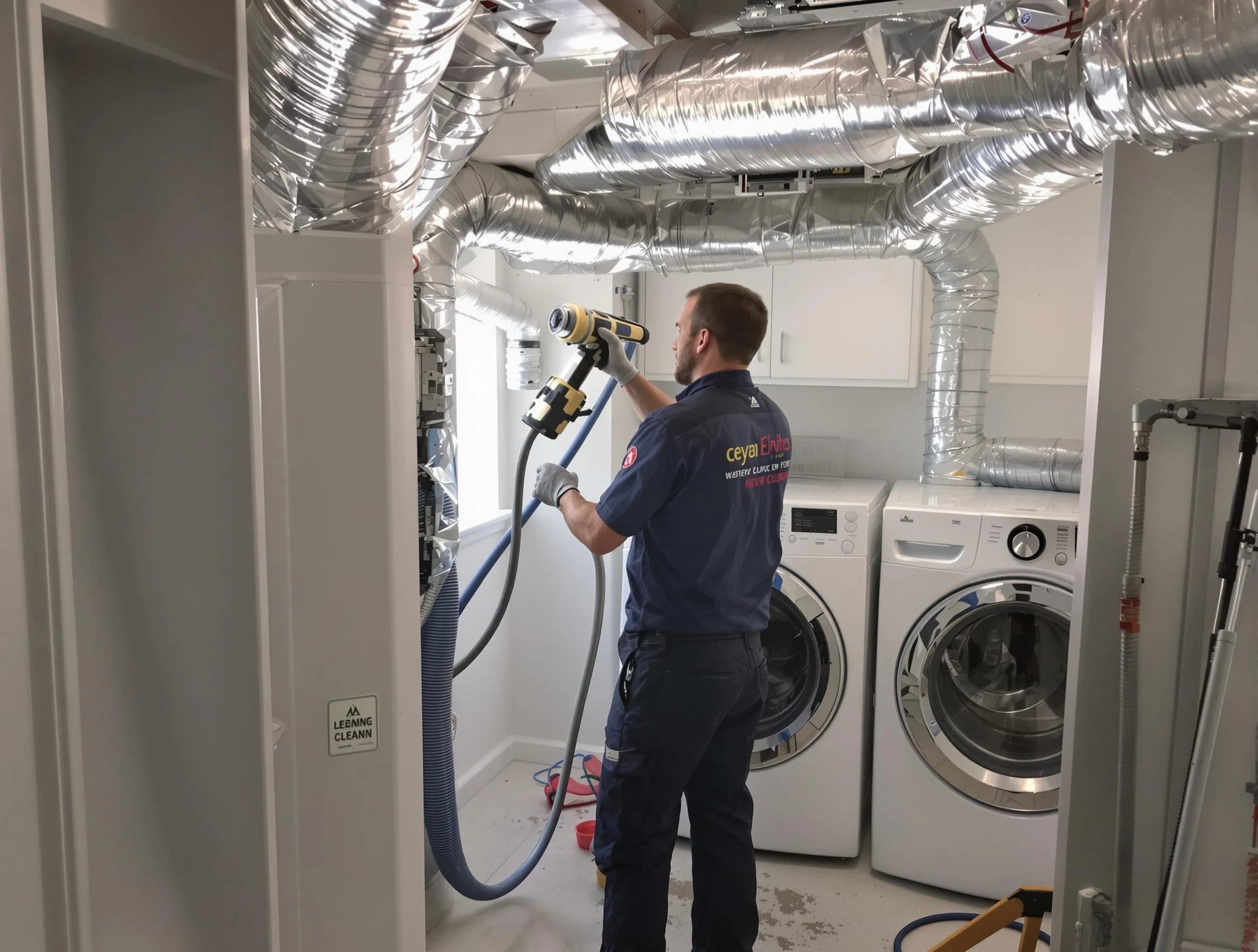 Saugus Dryer Vent Cleaning specialist using advanced equipment for thorough duct cleaning in Saugus