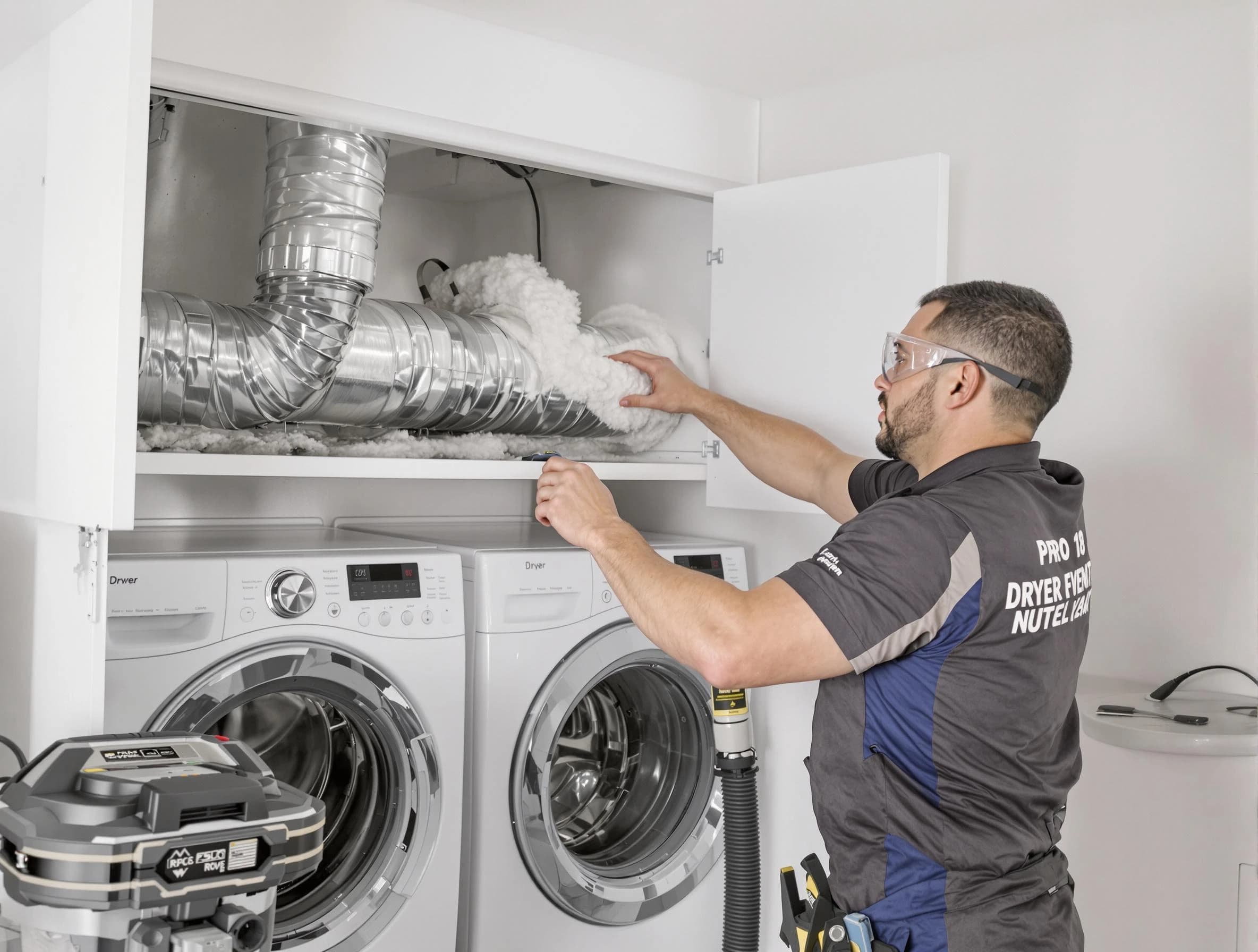 Saugus Dryer Vent Cleaning certified technician performing specialized gas dryer vent cleaning in Saugus