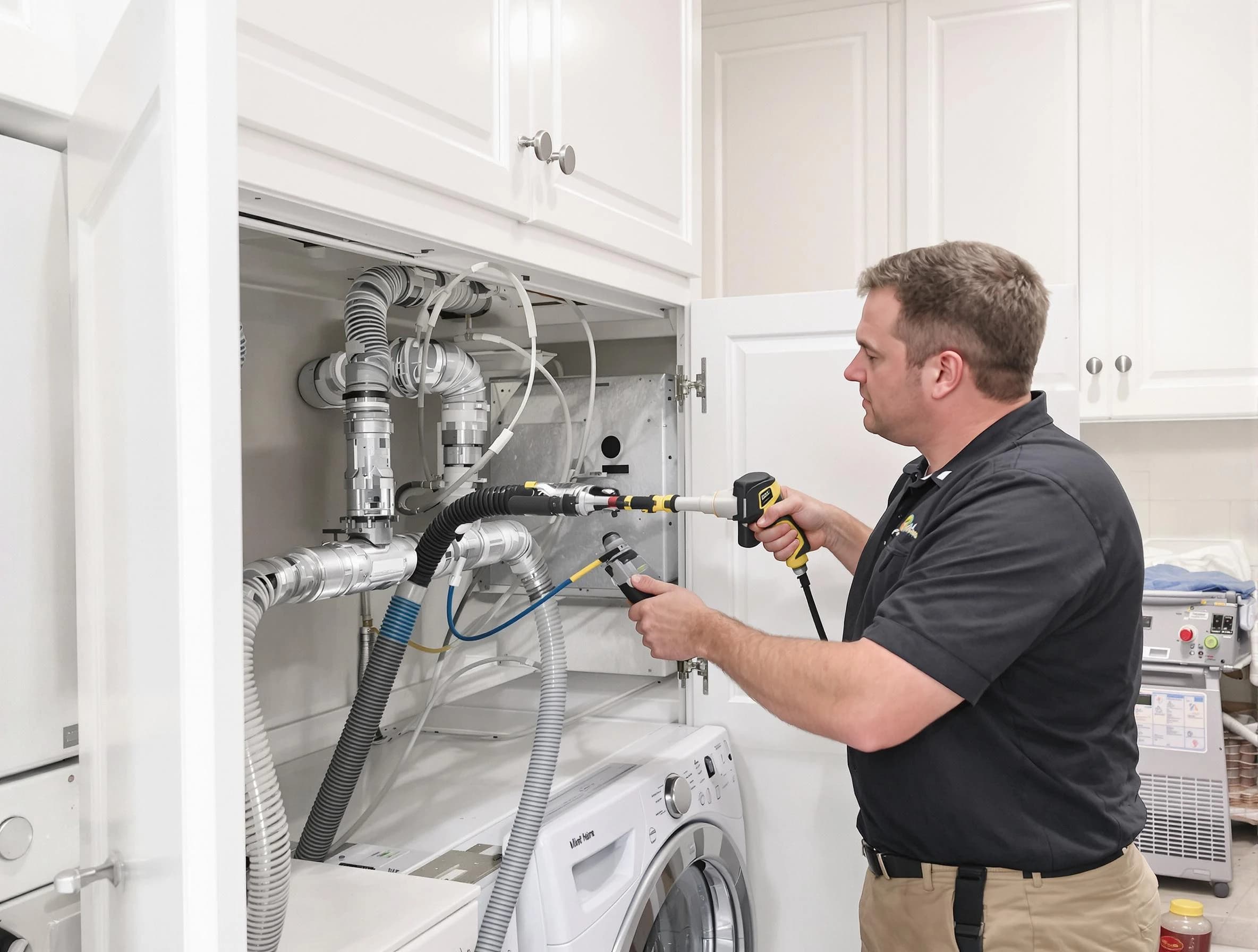 Saugus Dryer Vent Cleaning professional removing severe blockage from a clogged dryer vent in Saugus
