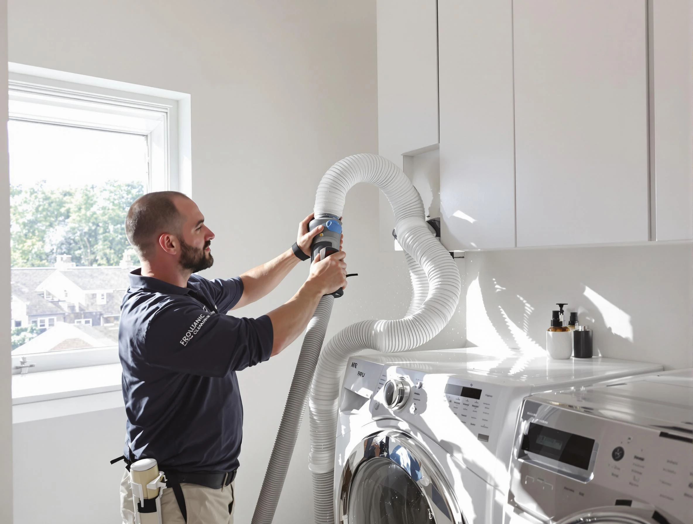 Certified Saugus Dryer Vent Cleaning technician performing dryer vent cleaning in Saugus